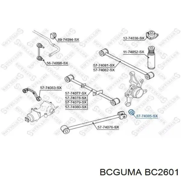 Buje del brazo transversal trasero BC2601 Bcguma