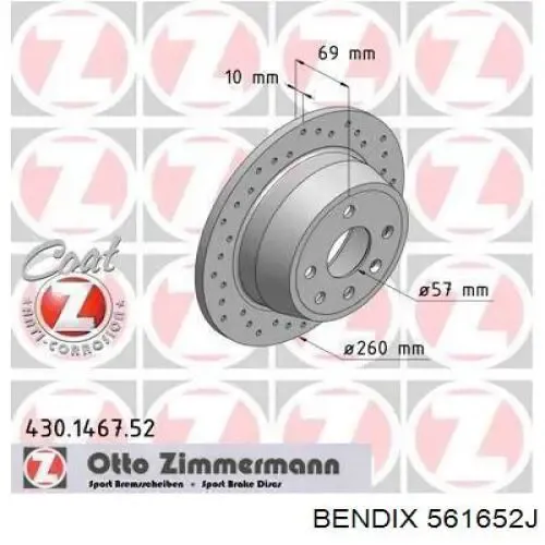 Disco de freno trasero Opel Astra 51, 52, F35, M35