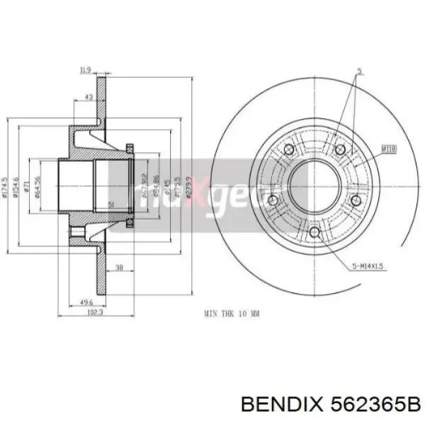 Disco de freno trasero Renault Trafic 2 FL