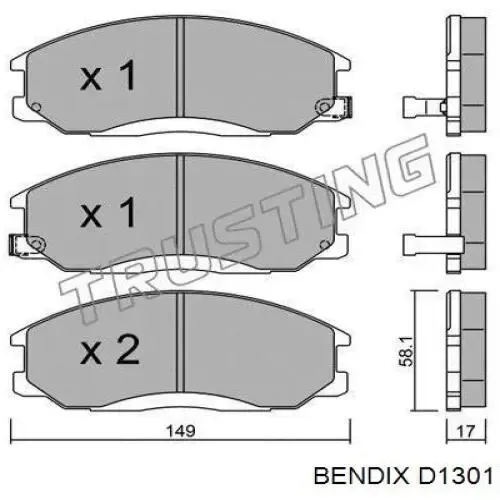 Pastillas de freno D1301 Jurid/Bendix