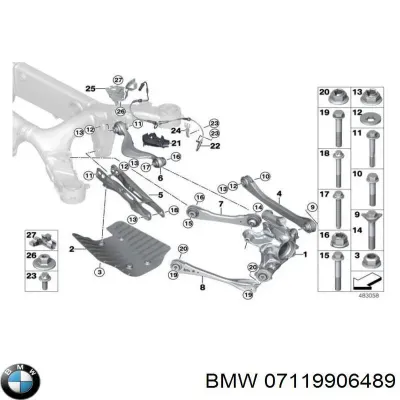 Perno de fijación, brazo oscilante delantero BMW 07119906489