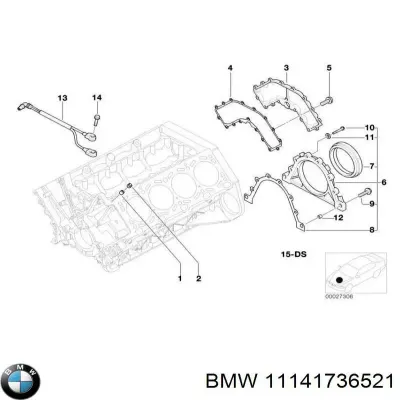 Junta de tapa trasera de cigüeñal BMW 11141736521