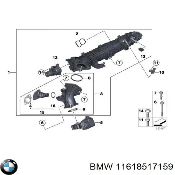 Junta de colector de admisión 11618517159 BMW