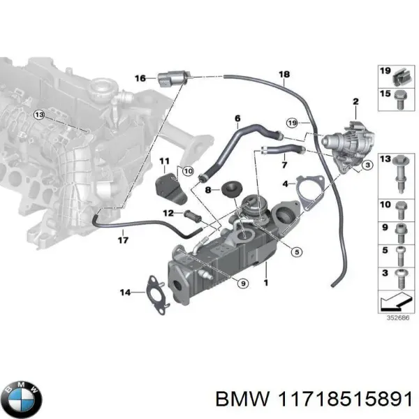 Enfriador de recirculación de gases de escape EGR 8515891 BMW
