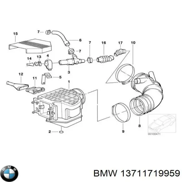 Manguito de aire del medidor de masa de aire 13711719959 BMW
