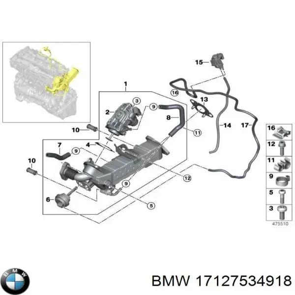 Manguera superior del radiador 17127534918 BMW