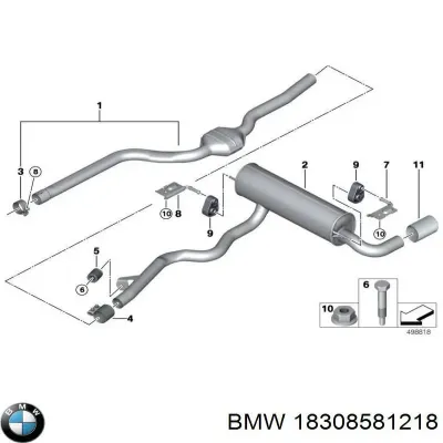 Abrazadera de silenciador trasera BMW 18308581218
