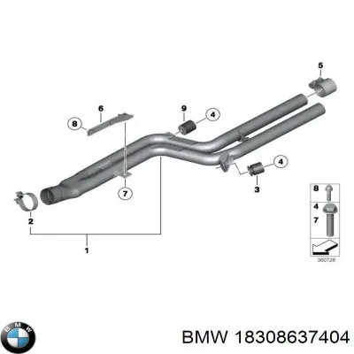 Abrazadera de silenciador trasera BMW 18308637404