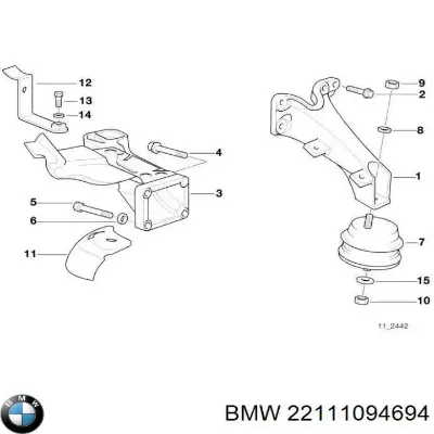 Soporte para taco de motor derecho BMW 22111094694