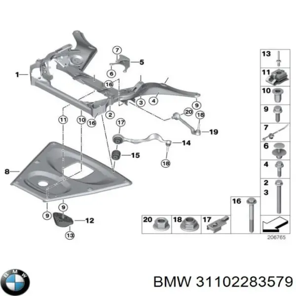 Silentblock del brazo de suspensión 31102283579 BMW