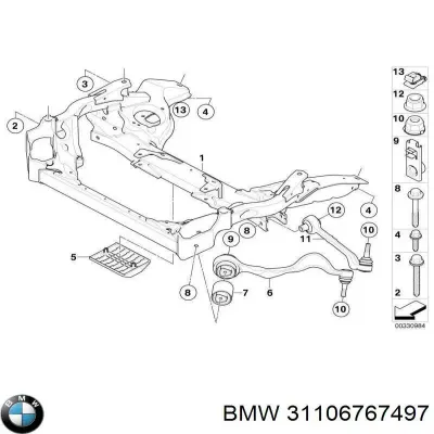 Perno de fijación, brazo oscilante delantero BMW 31106767497