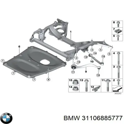 Perno de fijación, brazo oscilante delantero BMW 31106885777