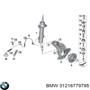 Muñón del eje, suspensión de rueda, delantero izquierdo 31216779795 BMW