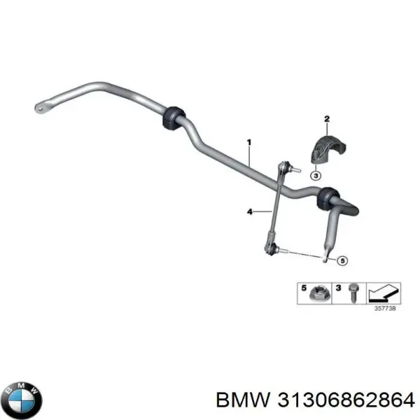 Comprar 31306862864 BMW Soporte de barra estabilizadora delantera