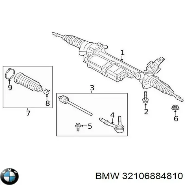 Barra de dirección completa derecha 32105A478D7 BMW
