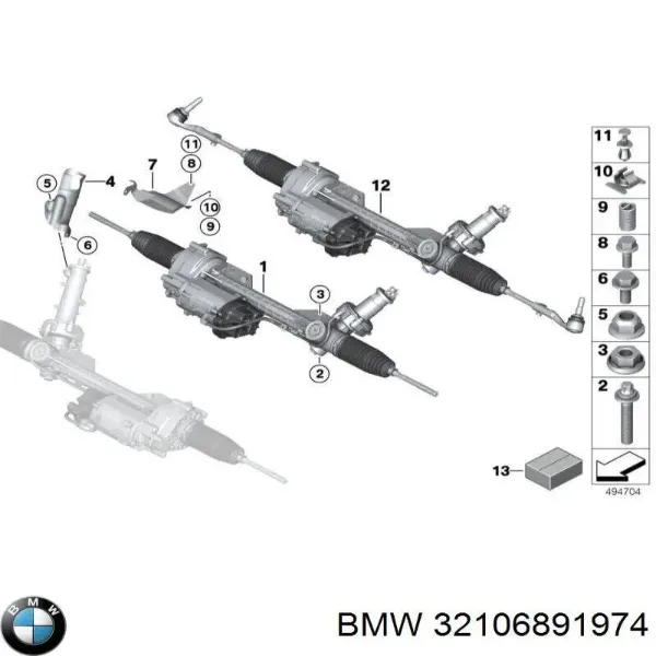  Kit de reparación, mecanismo dirección BMW X1 