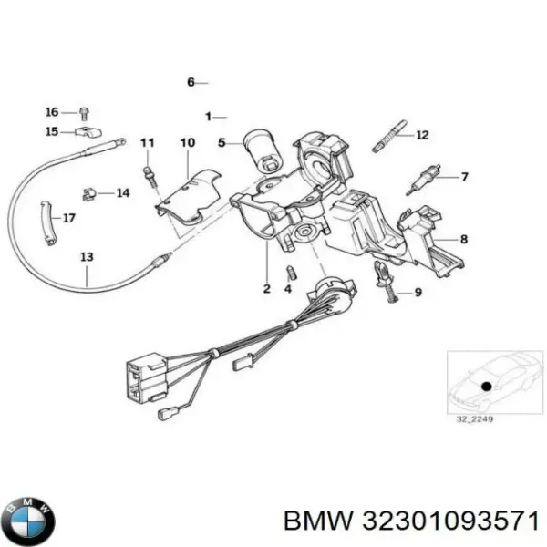 Carcasa del cilindro de encendido 1093571 BMW