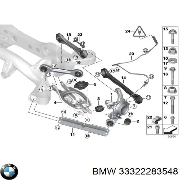 Brazo superior derecho de la suspensión trasera 33322283548 BMW