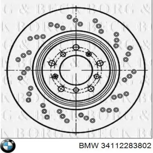 Disco de freno trasero 34112283802 BMW