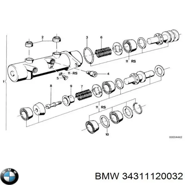 Cilindro maestro de frenos 34311120032 BMW