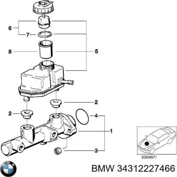 Cilindro maestro de frenos 34312227466 BMW