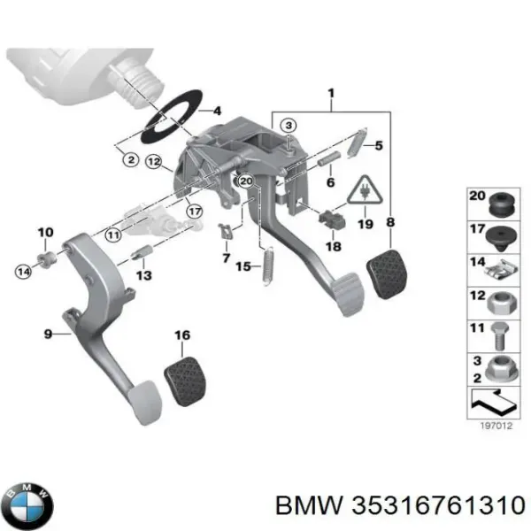 Pedal embrague 35316761310 BMW