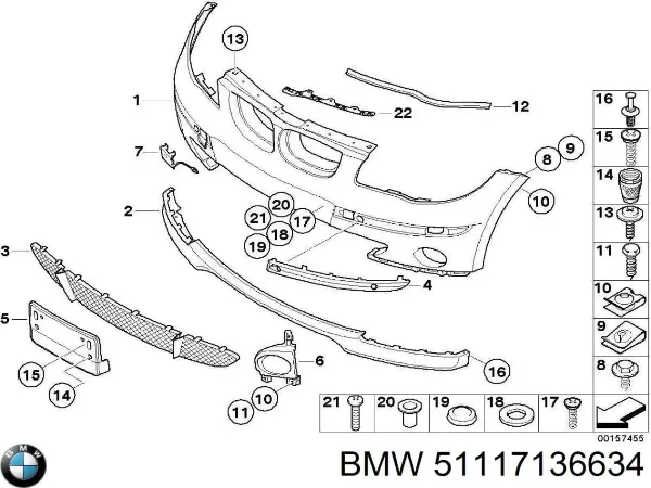 Cobertura de parachoques, enganche de remolque, delantera BMW 1 E81, E87