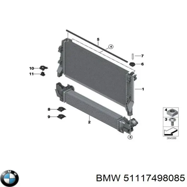 Soporte del refuerzo del parachoques delantero 7301586 BMW