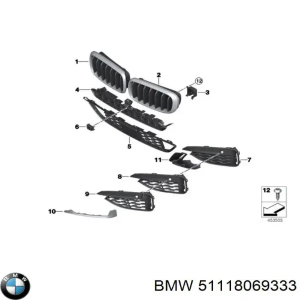 Rejilla izquierda 51118069333 BMW