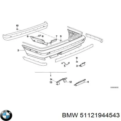 Soporte de guía para parachoques trasero BMW 51121944543