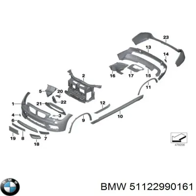 Soporte de parachoques trasero central BMW 51122990161