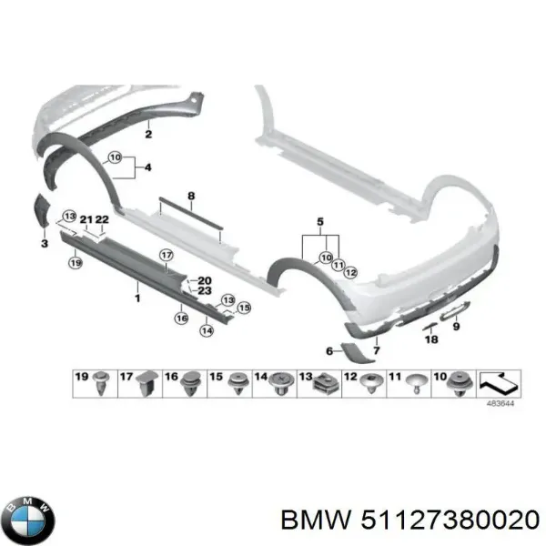 Parachoques trasero 51127380020 BMW