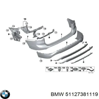 Soporte de parachoques trasero izquierdo BMW 51127381119