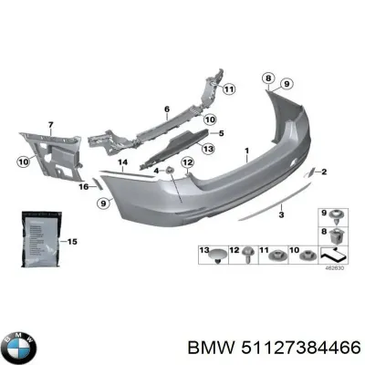 Soporte de parachoques trasero exterior derecho BMW 51127384466