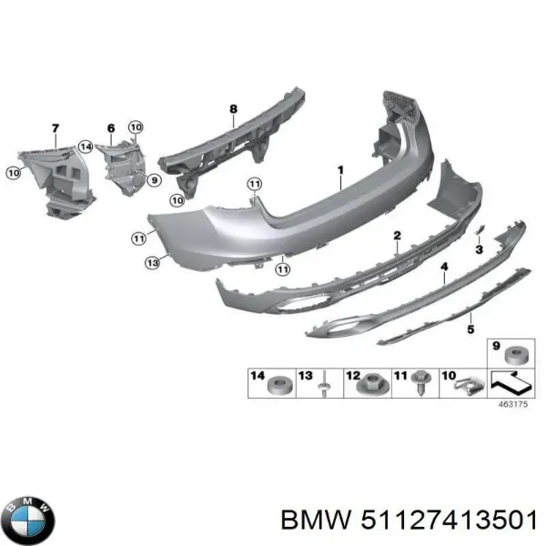 Parachoques trasero, parte inferior 51127413501 BMW