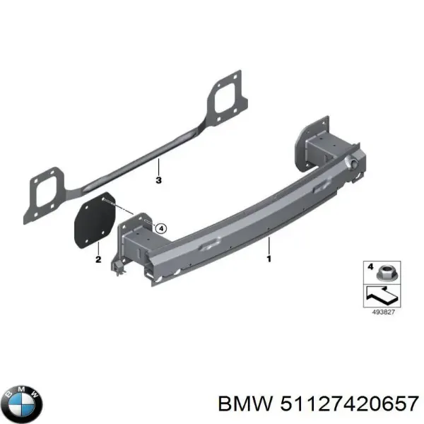 Refuerzo parachoques trasero 7420657 BMW