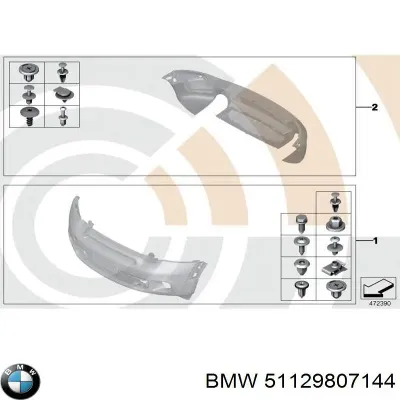 Soporte de parachoques trasero central BMW 51129807144