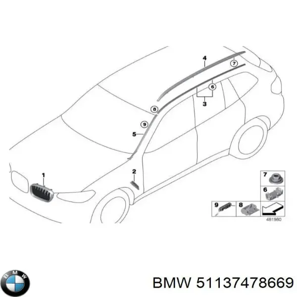 Rejilla izquierda 7478669 BMW