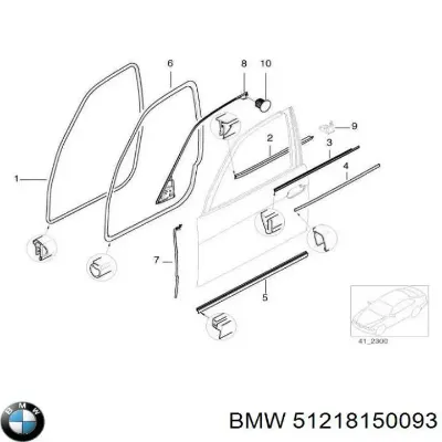 Moldura de puerta delantera izquierda inferior BMW 51218150093