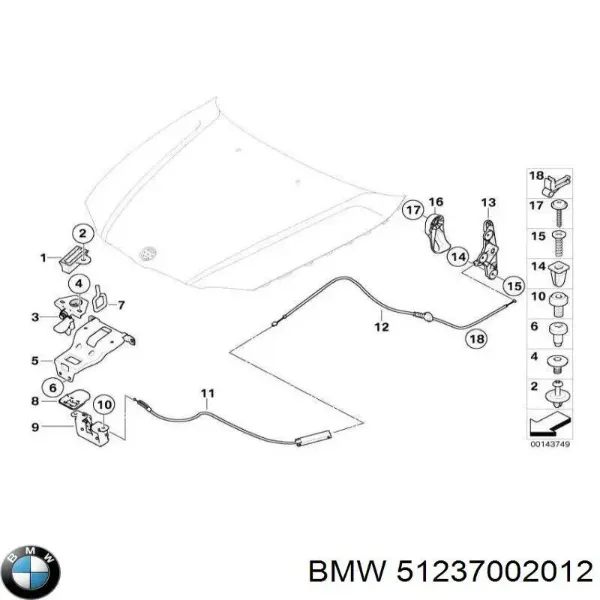 Cerradura de capó 7002012 BMW