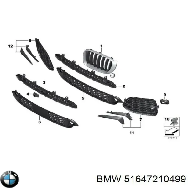 Soporte izquierdo del radiador (panel de montaje de faros) 7210499 BMW