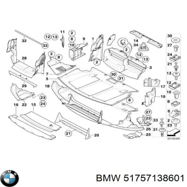 Protección motor / empotramiento 51757138601 BMW