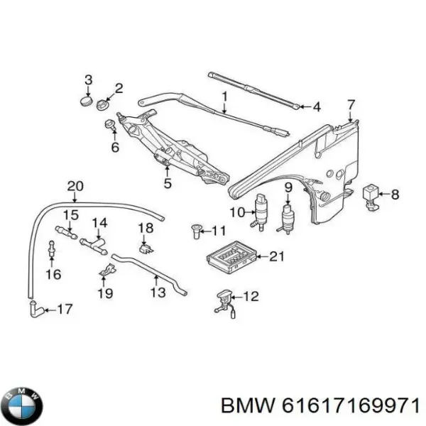 Brazo del limpiaparabrisas 61617169971 BMW