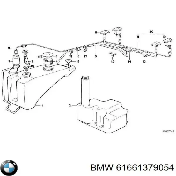 Tapa de depósito del agua de lavado BMW 1 E81, E87