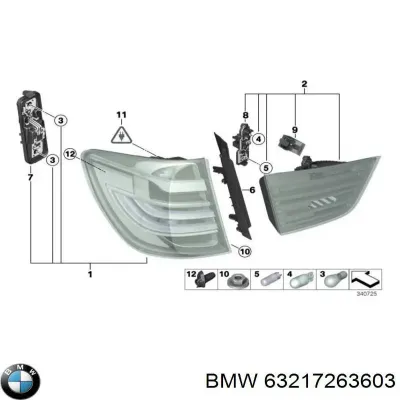 Listón embellecedor/protector, parachoques trasero izquierdo BMW 63217263603