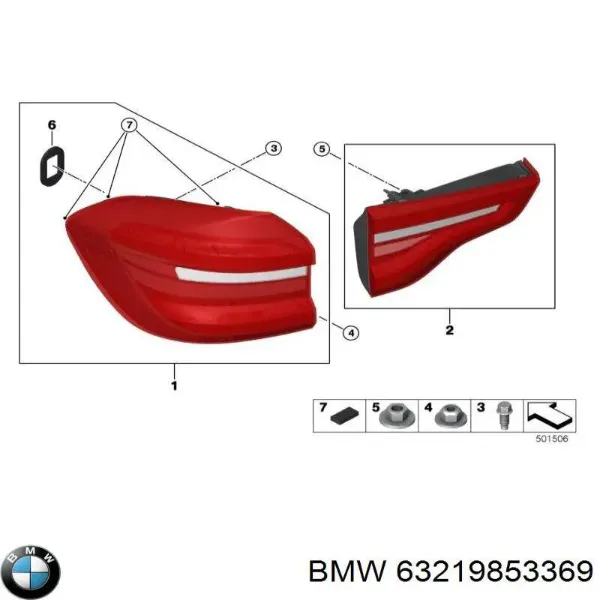 Piloto trasero exterior izquierdo 63219853369 BMW