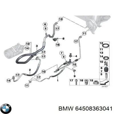 Junta, tubo de escape BMW 64508363041
