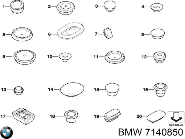 Tapón del suelo de la carrocería 7140850 BMW