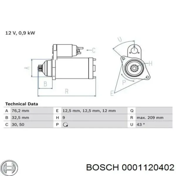 Motor de arranque 0001120402 Bosch