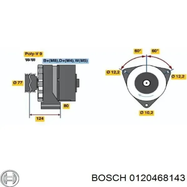 Alternador 0120468143 Bosch